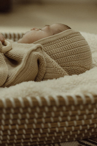 Peluche Ribbed Knit Bonnet - Blush