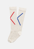 Booso Socks -  Double X Socks Ecru/red/blue