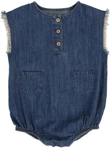 Lil Legs - Boys Fringe Romper - Dark Wash