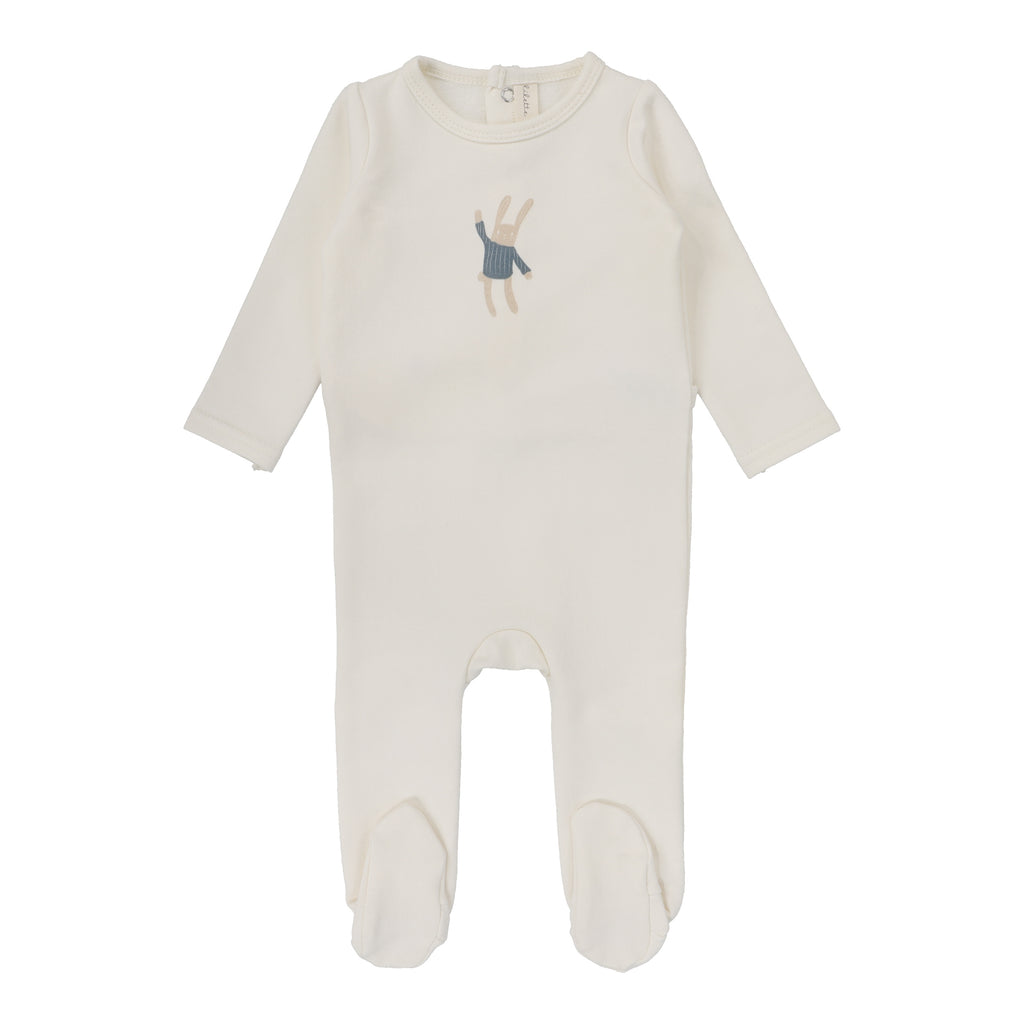 Lilette Handdrawn Footie - Milk / Bunny