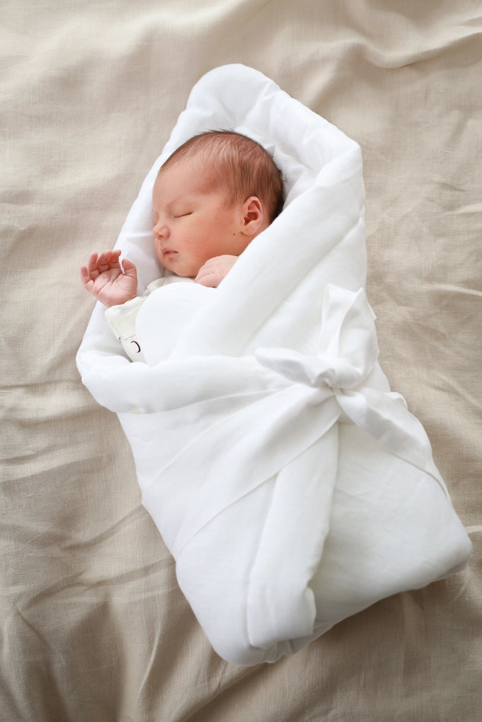 Babyly Linen Baby Wrap/ Swaddle - White