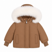 Load image into Gallery viewer, Ducc Camel Coat (White Fur)