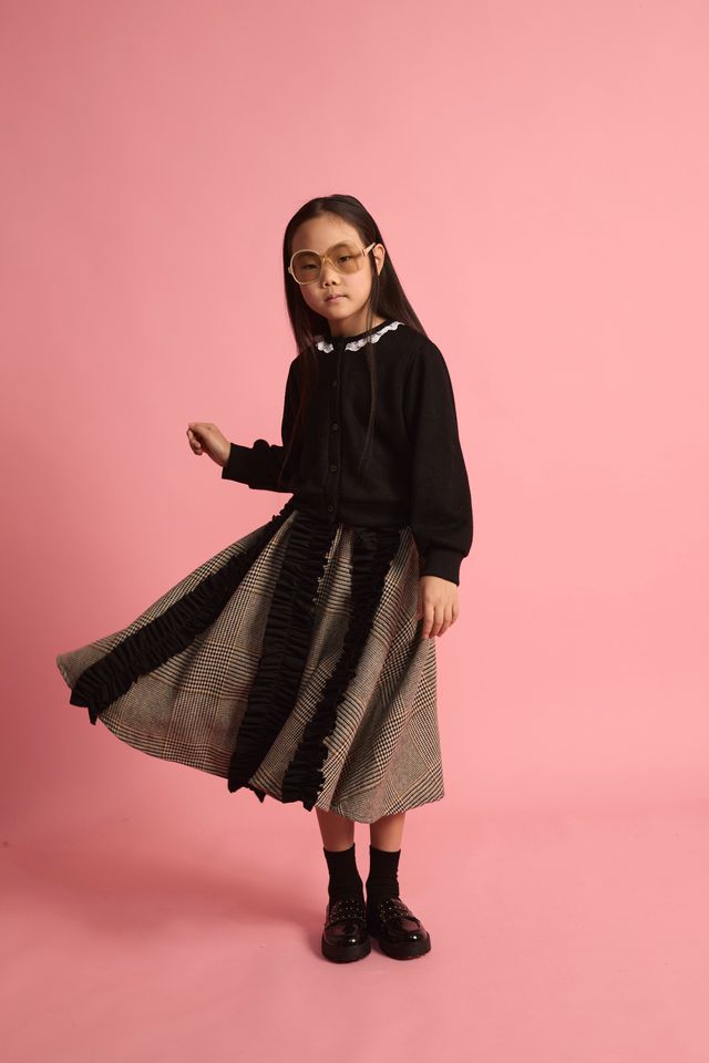 Little Creative Factory Knit Lace Cardigan - Black