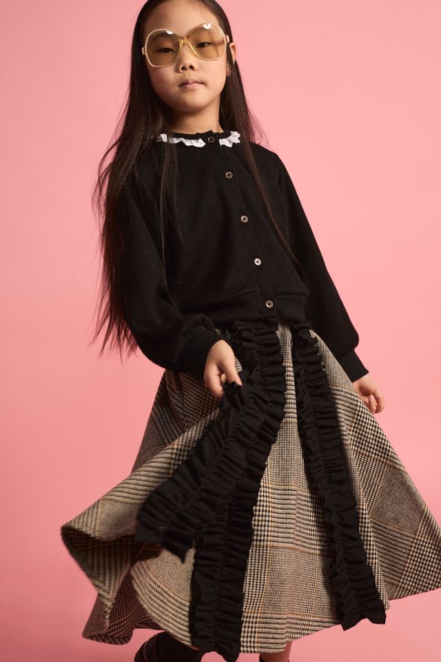 Little Creative Factory Knit Lace Cardigan - Black