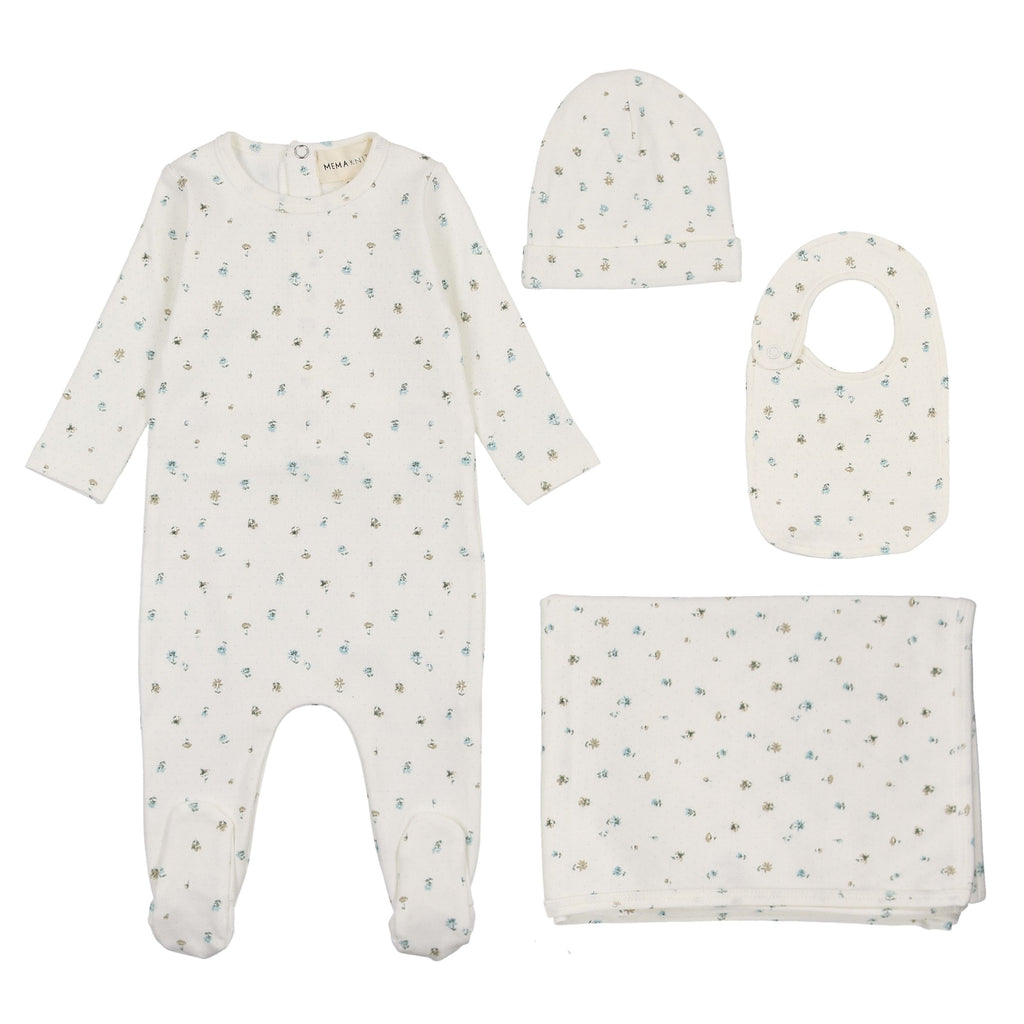 Mema Polka Dot Floral Four Piece Set - Floral Blue