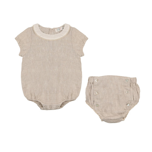 Coco Blanc Linen Bloomer Set - Sand Linen