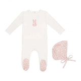 Mini Label Girls Liberty Bunny Footie And Hat - White