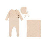 Bee & Dee Crochet Sweater Knit Layette Set - Shell