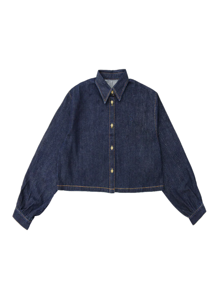 Coco Blanc Denim Shirt And Skirt Set