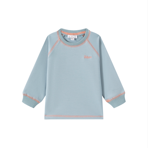 Oubon Contrast Stitch Sweat Top - Blue