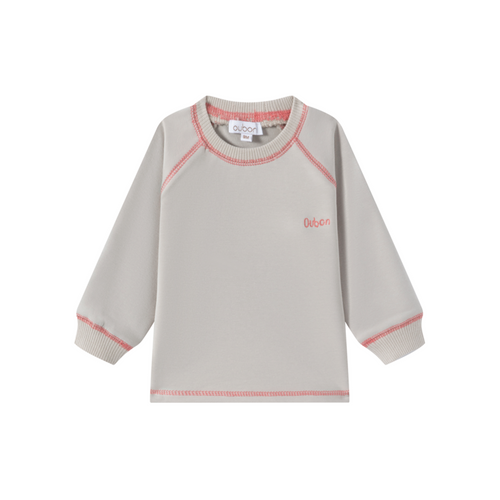 Oubon Contrast Stitch Sweat Top - Stone