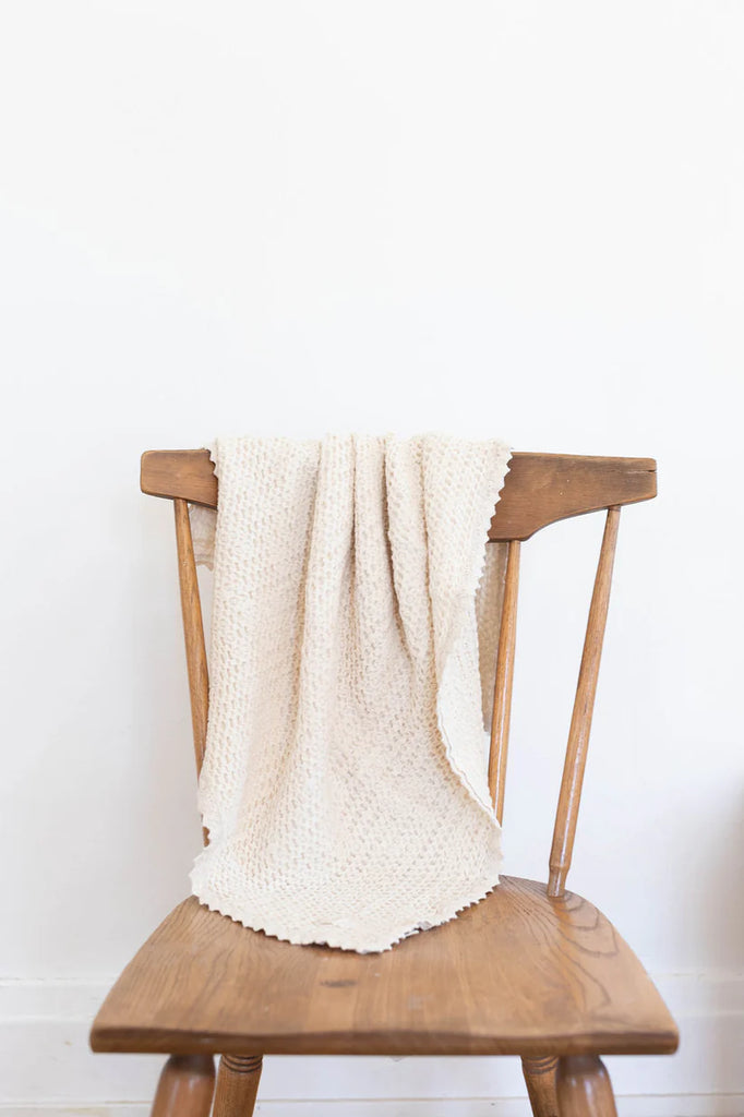 New Grain Cozy Waffle Blanket - Milk