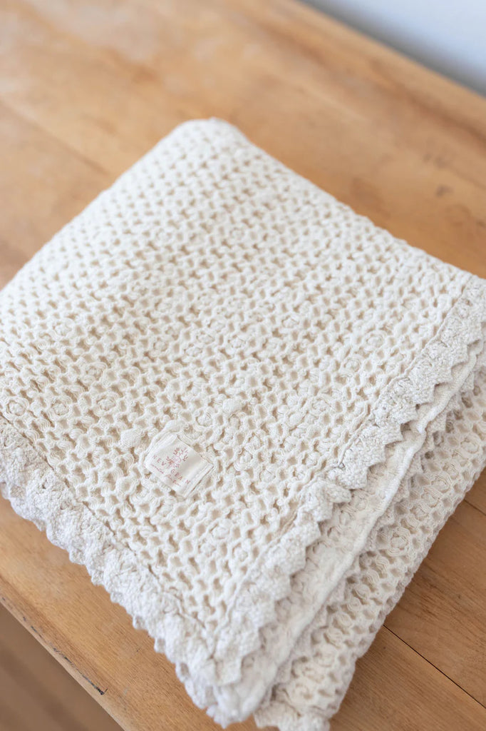 New Grain Cozy Waffle Blanket - Milk