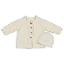 Load image into Gallery viewer, Peluche Cardigan and Beanie Set - Cream