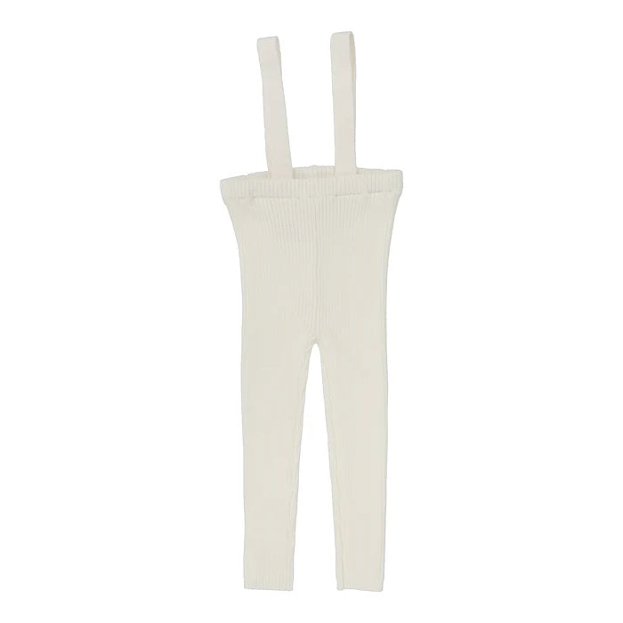 Lil Legs Knit Suspender Leggings - Cream