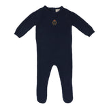 Lil Legs Crest Knit Footie - Navy