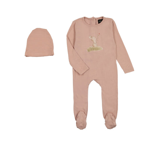 Cuddle & Coo Bunny Print Stretchie - Blush