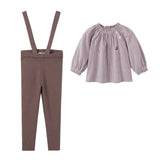 NouNelle Brown Girl Pinstripe Shirt And Suspender Set
