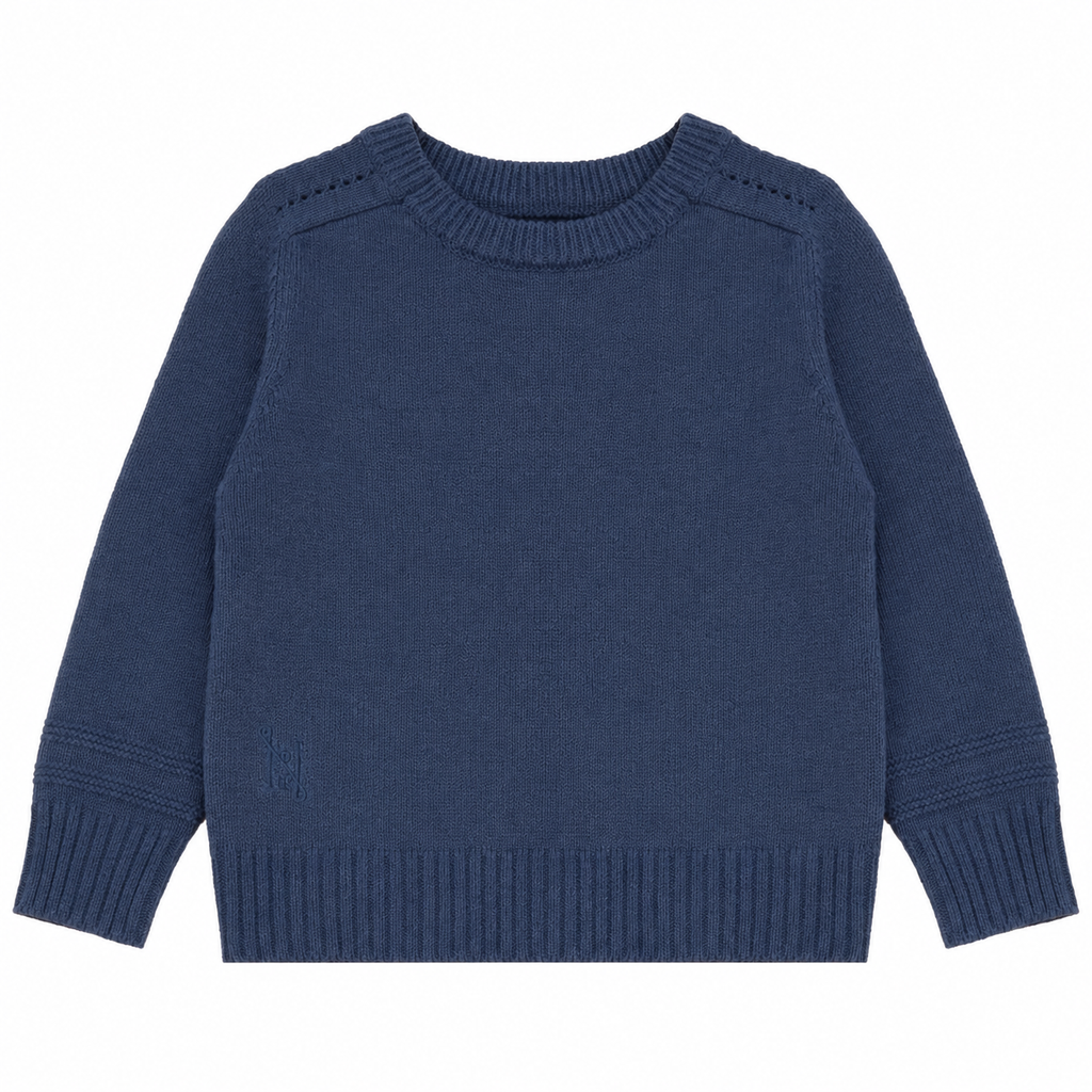 Calla Lili Boys Knit Round Neck Sweater - Blue