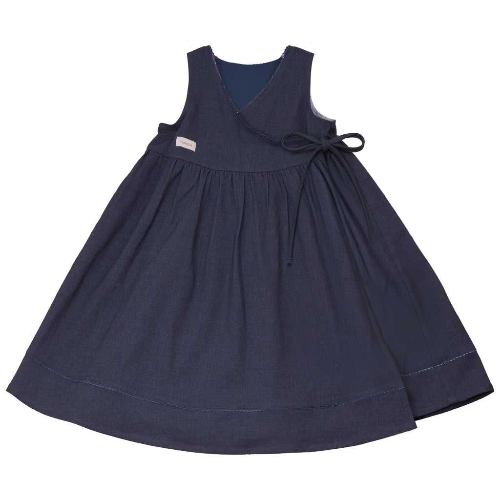 Calla Lili Girls Wrap Dress - Blue