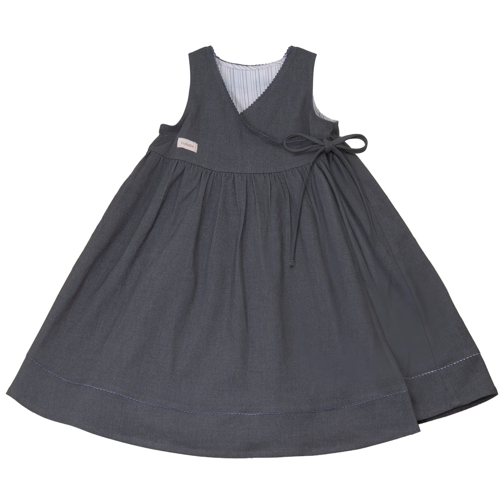 Calla Lili Girls Wrap Dress - Grey