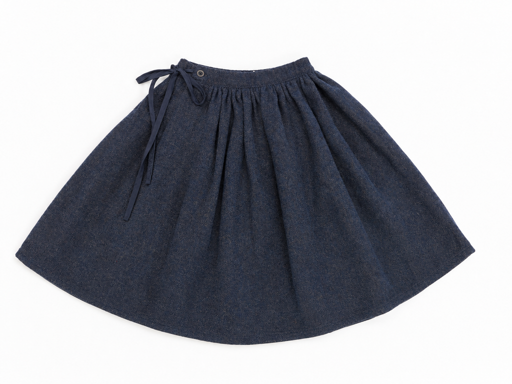 Calla Lili Girls Wrap Skirt And Mockneck Embossed Sweater - Blue