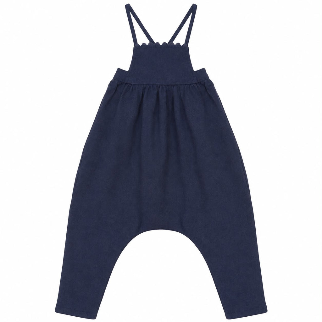 Calla Lili Baby Girl Romper With Embroidery - Blue