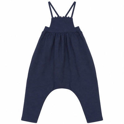 Calla Lili Baby Girl Romper With Embroidery - Blue