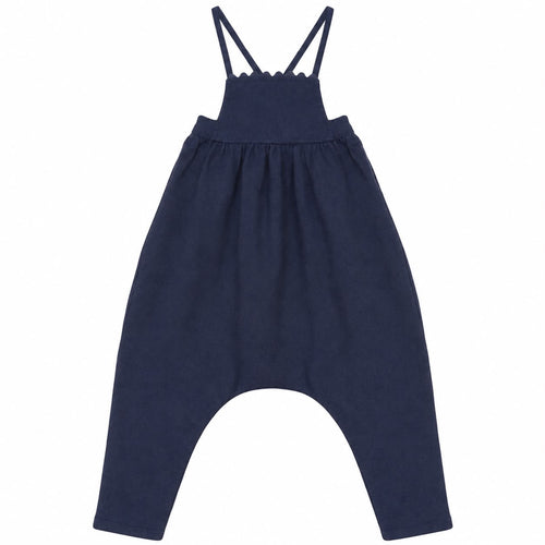 Calla Lili Baby Girl Romper With Embroidery - Blue