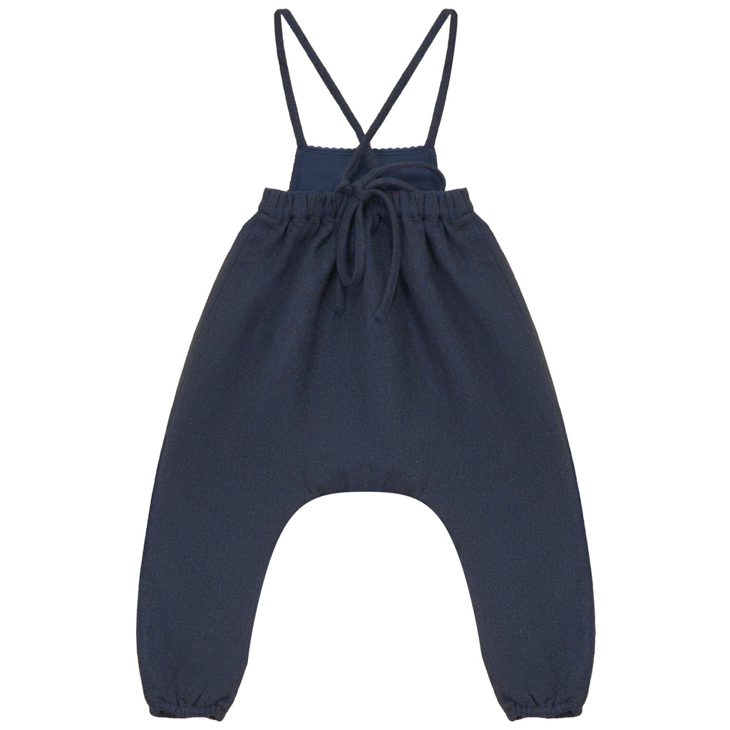 Calla Lili Baby Girl Romper With Embroidery - Blue