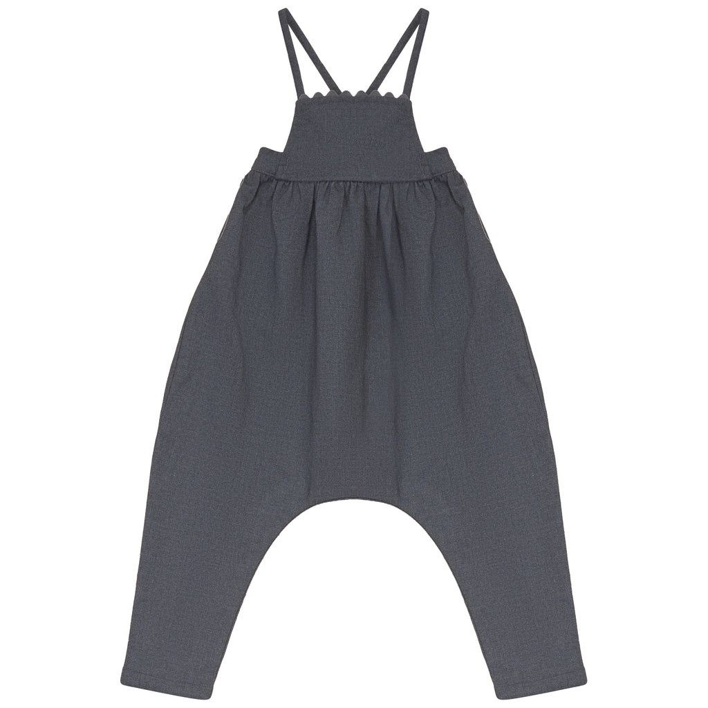 Calla Lili Baby Girl Romper With Embroidery - Grey