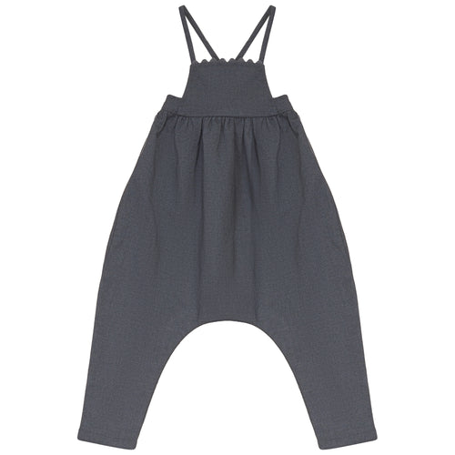 Calla Lili Baby Girl Romper With Embroidery - Grey