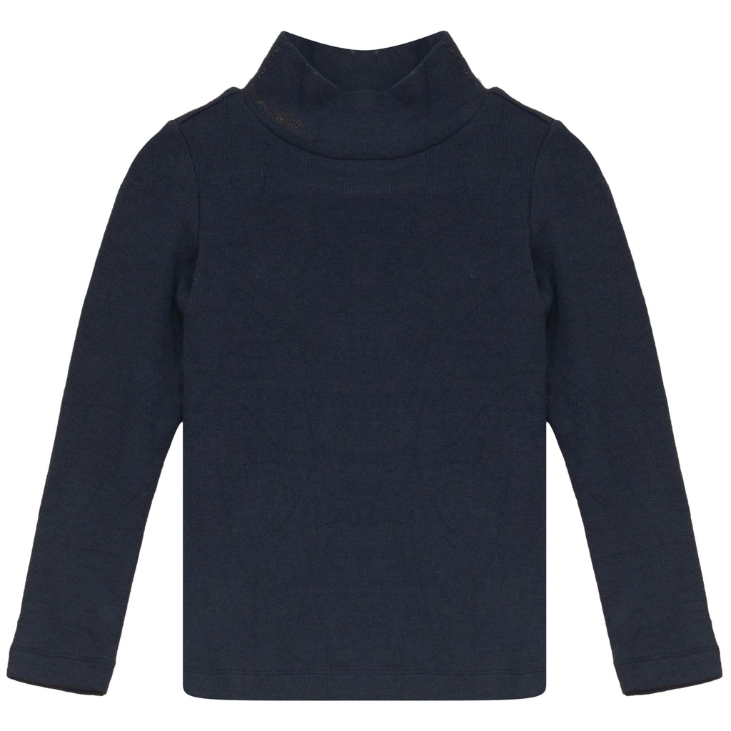 Calla Lili Mockneck Knit T-shirt - Navy Blue