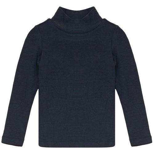 Calla Lili Mockneck Knit T-shirt - Navy Blue