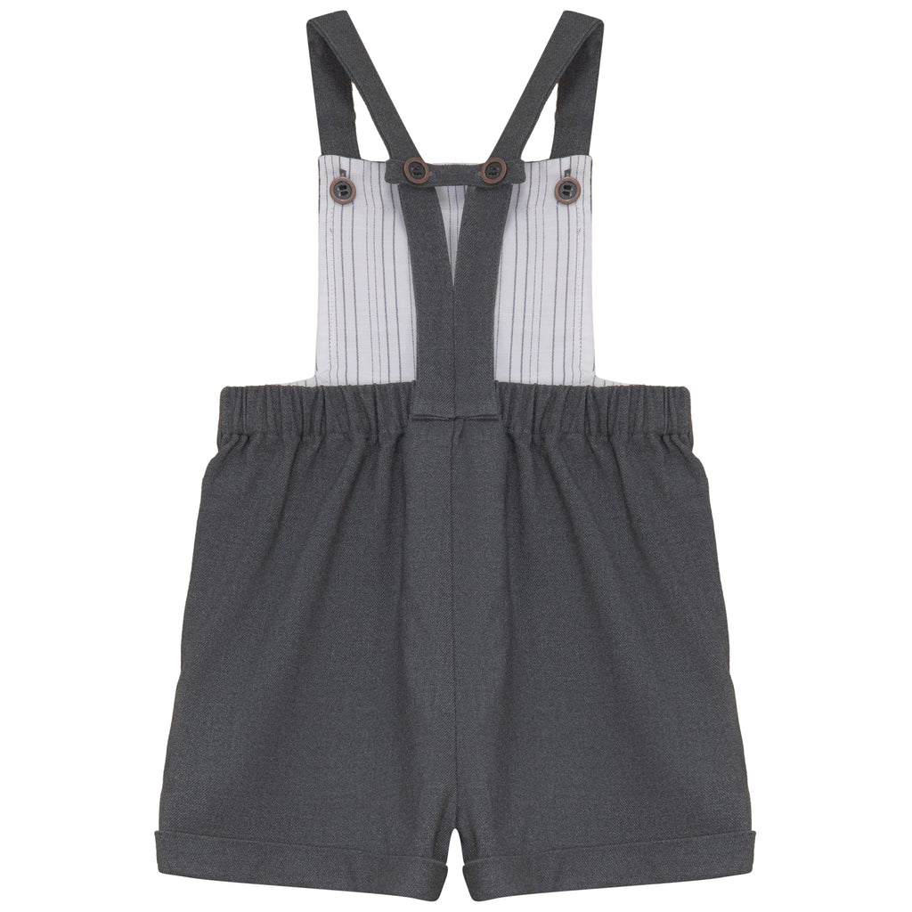 Calla Lili Boys Short Overalls - Grey
