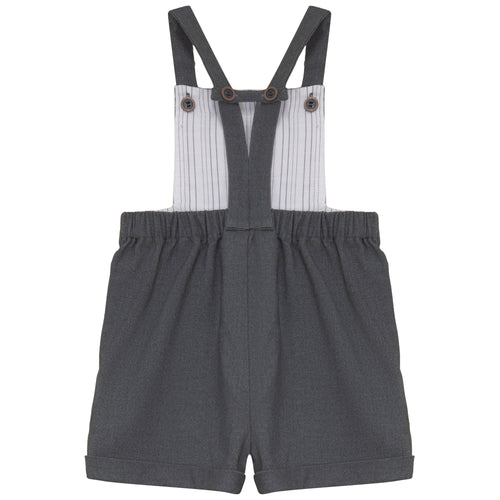 Calla Lili Boys Short Overalls - Grey