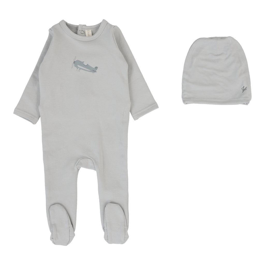 Lilette Graphic Footie And Hat - Pale Blue