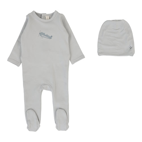 Lilette Graphic Footie And Hat - Pale Blue