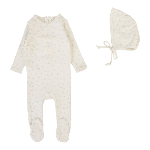 Lilette Bud Footie And Hat - Cream/Pink