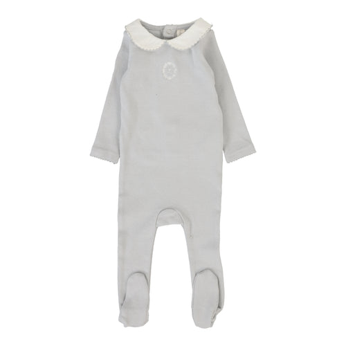 Lilette Emblem Embroidered Footie - Pale Blue