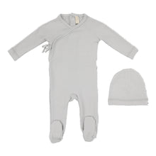 Load image into Gallery viewer, Lilette Classic Brushed Cotton Wrapover Footie And Hat - Pale Blue