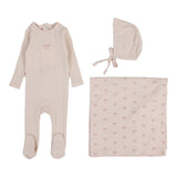 Lilette Pointelle Graphic Layette Set - Soft Pink Bow