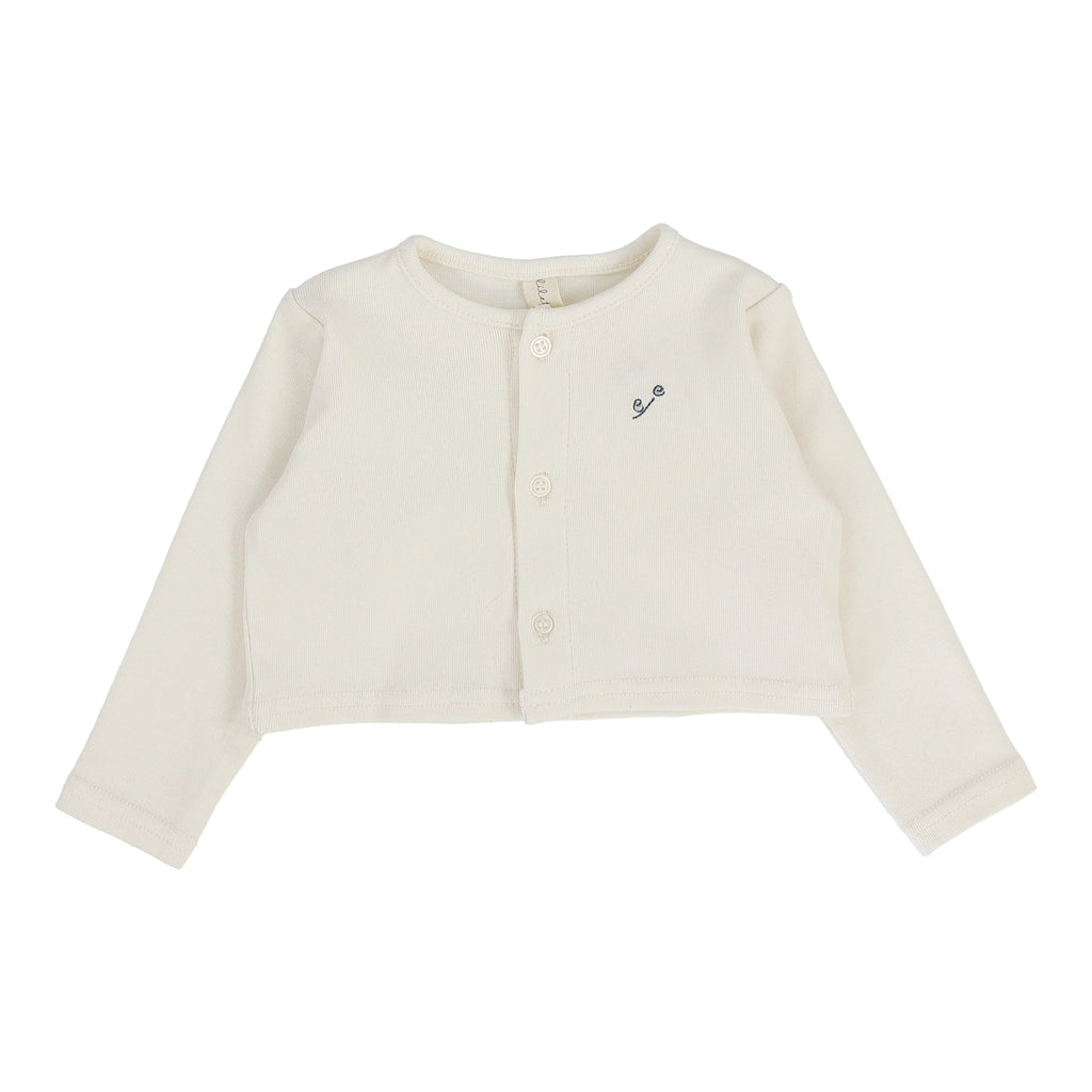 Lilette Embroidered Bud Cardigan - Cream/Blue