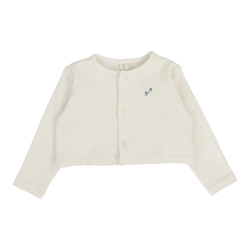 Lilette Embroidered Bud Cardigan - Cream/Blue