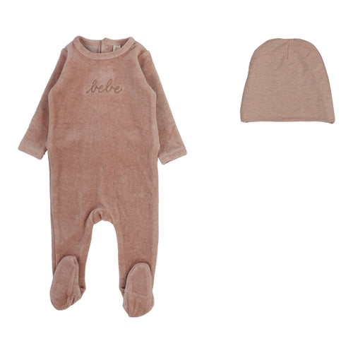 Lilette Velour Bebe Footie And Hat - Heather Pink