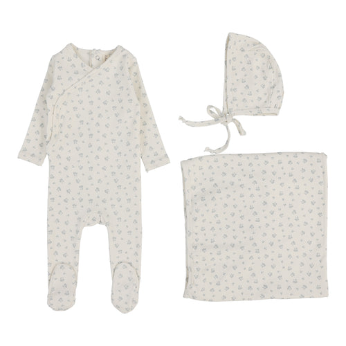 Lilette Bud Layette Set - Cream/Blue