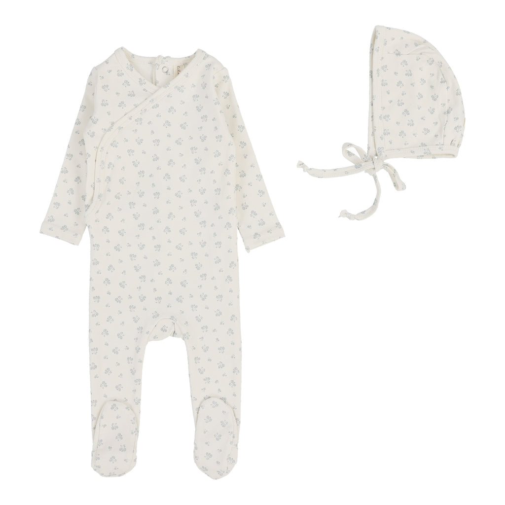 Lilette Bud Footie And Hat - Cream/Blue