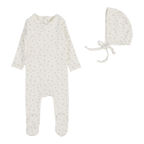 Lilette Bud Footie And Hat - Cream/Blue