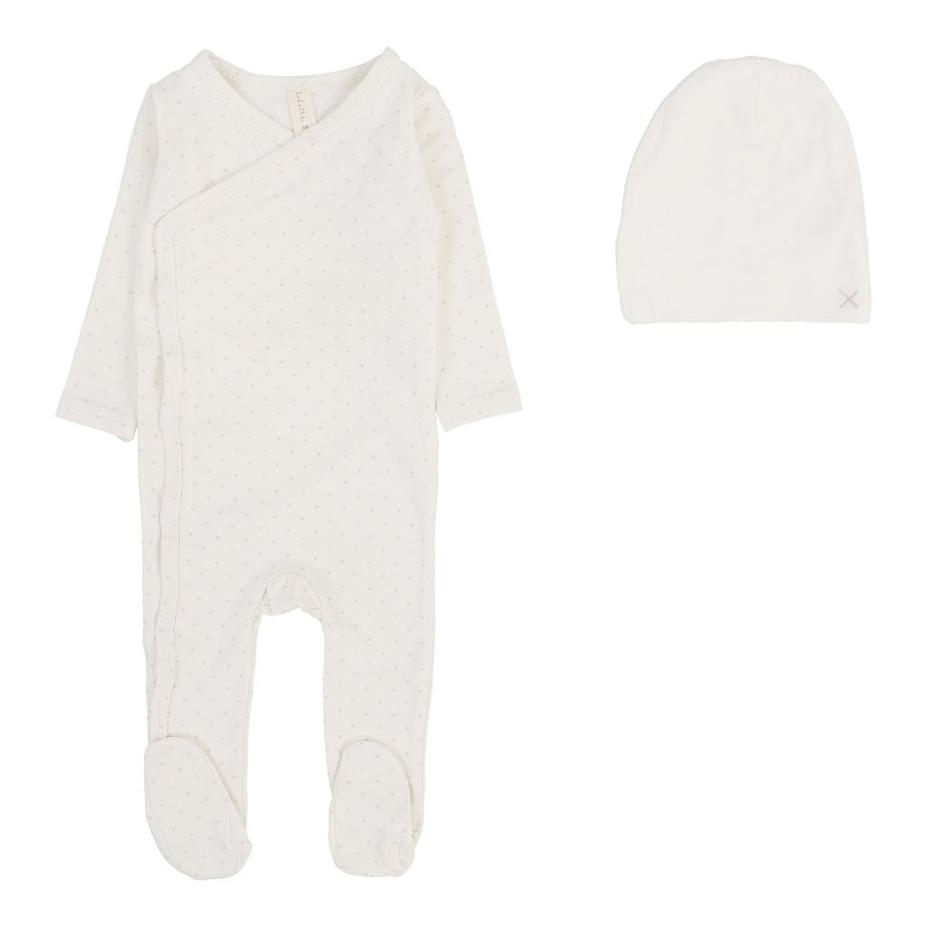 Lilette Take Me Home X Print Footie And Hat - Cream/Pink