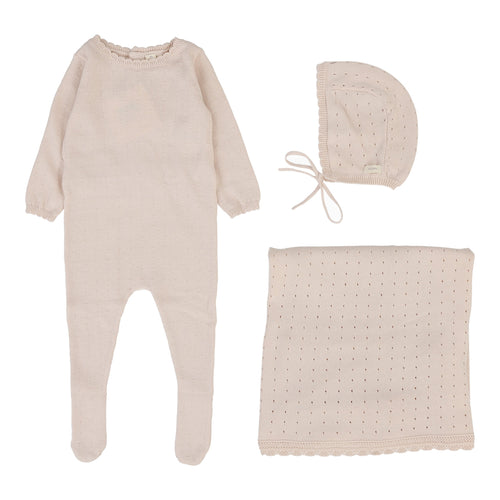Lilette Dotty Knit Layette Set - Petal